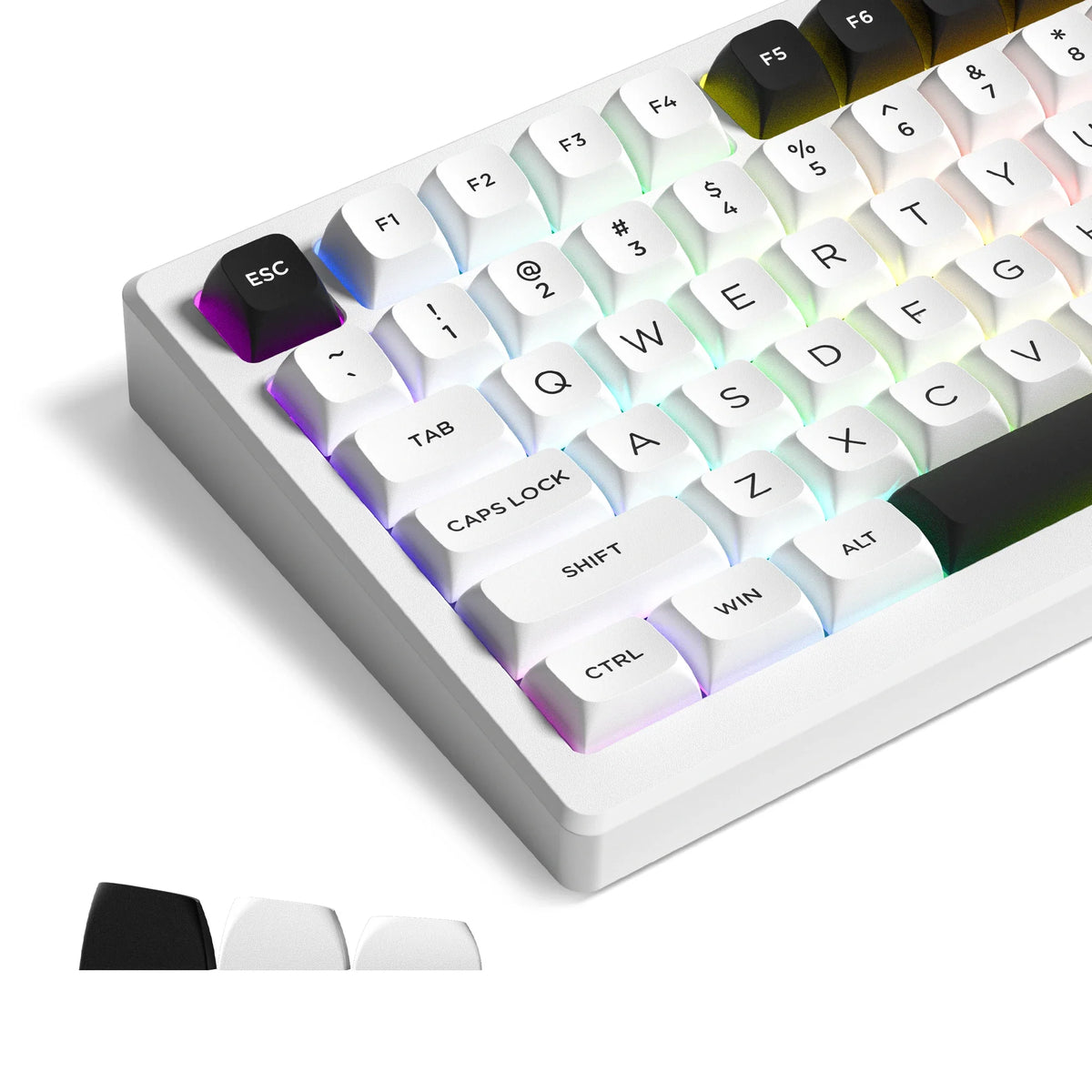 Isa Keycaps ISA Profile Black on White PBT Keyboard Keycaps 189 Keys Double Shot K ...